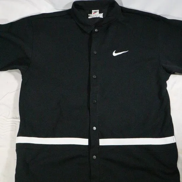 NIKE Vintage 90s Oversize Black/White Snap Button Jersey Shirt XL - Picture 2 of 9